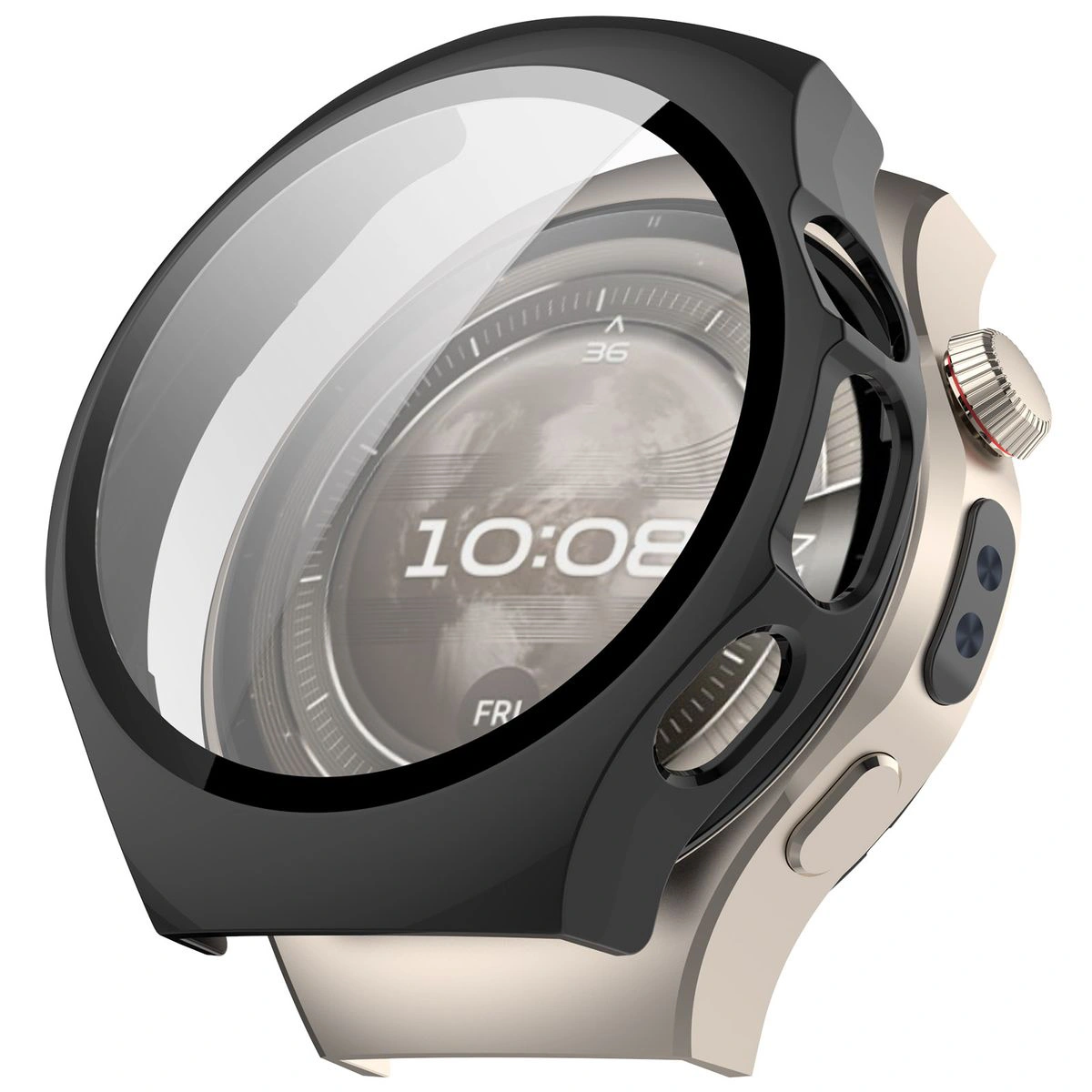 Wizualizacja nakładania etui Bizon Case Watch Adamo do Huawei Watch 5 42 mm